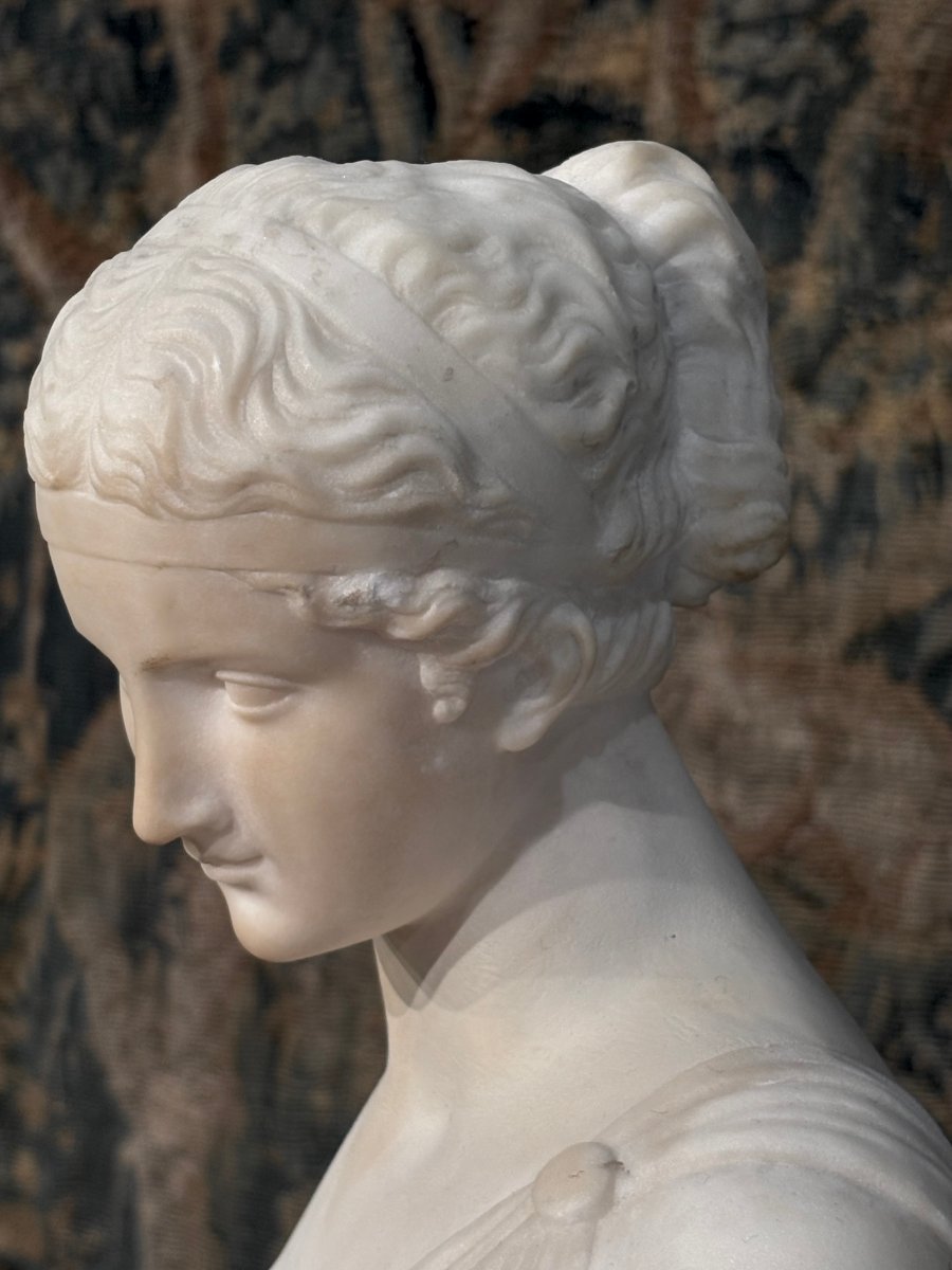Ebe, Grande Scultura in Marmo Neoclassica dopo Berthel Thorvaldsen, XIX secolo-photo-5