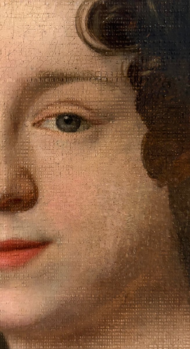 Grande Ritratto di Donna Velata Pittura Neoclassica di epoca Impero -photo-1