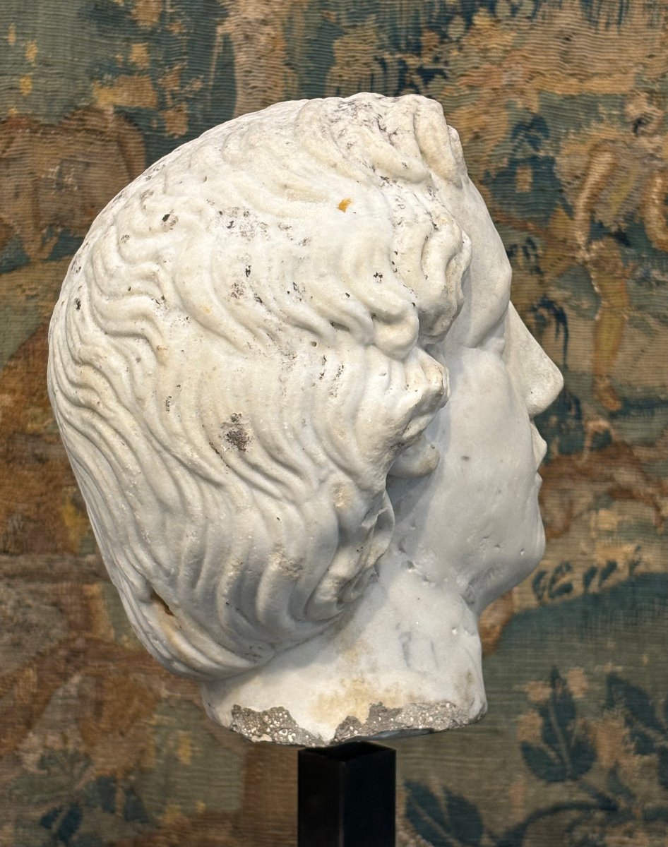 Grande Testa di Alessandro Magno in Marmo Rinascimento Italiano XVI secolo-photo-1