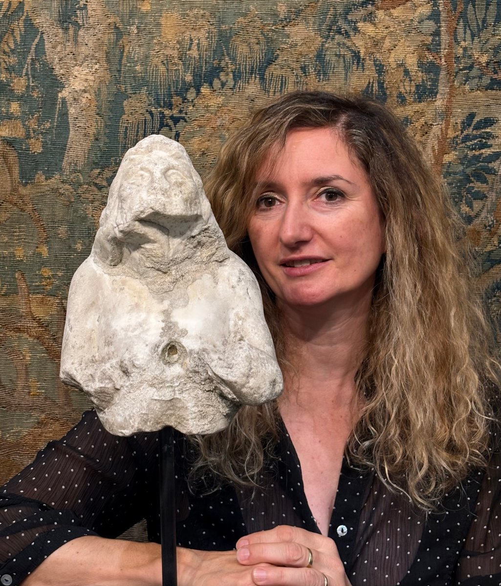 Tritone in Marmo Frammento di Scultura Barocco Italiano metà del  XVII secolo-photo-2