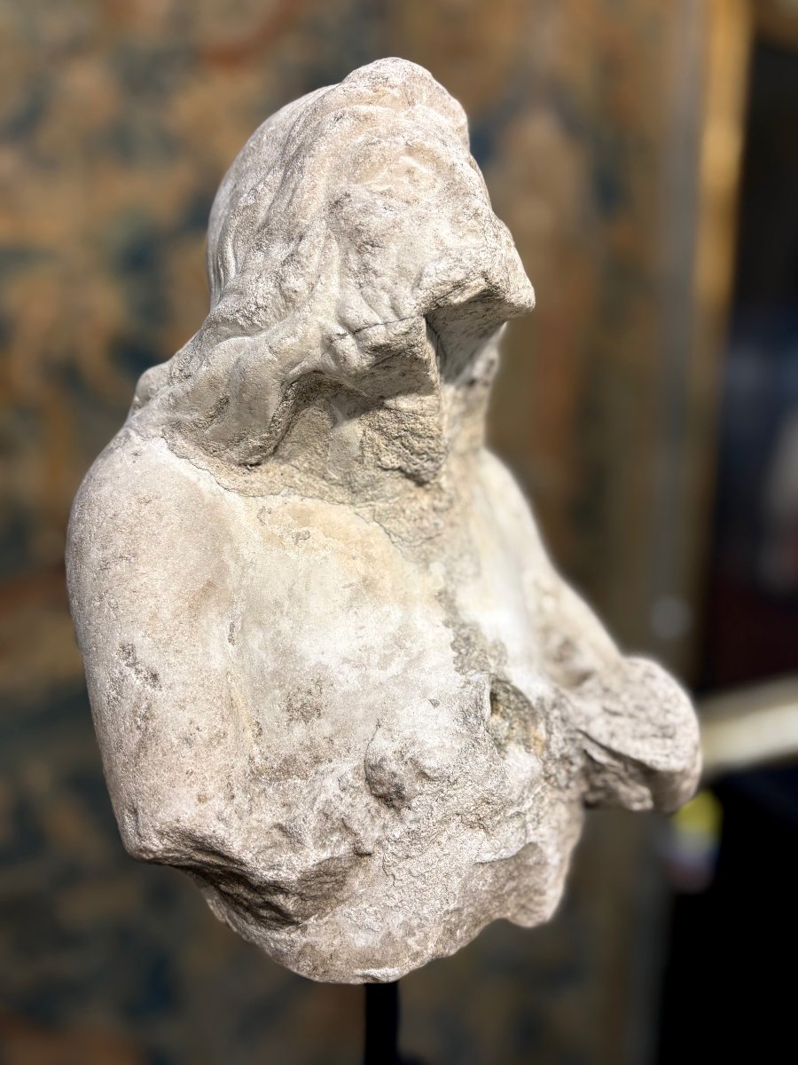 Tritone in Marmo Frammento di Scultura Barocco Italiano metà del  XVII secolo-photo-4