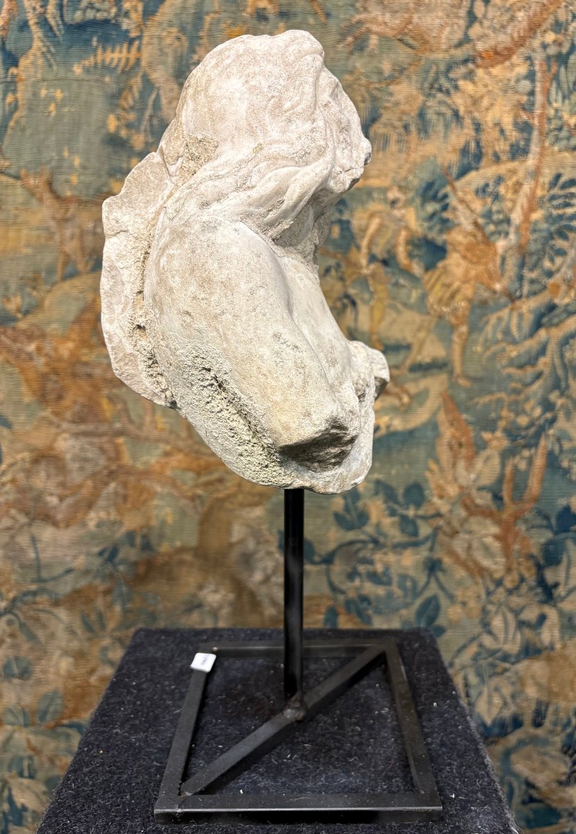 Tritone in Marmo Frammento di Scultura Barocco Italiano metà del  XVII secolo-photo-4