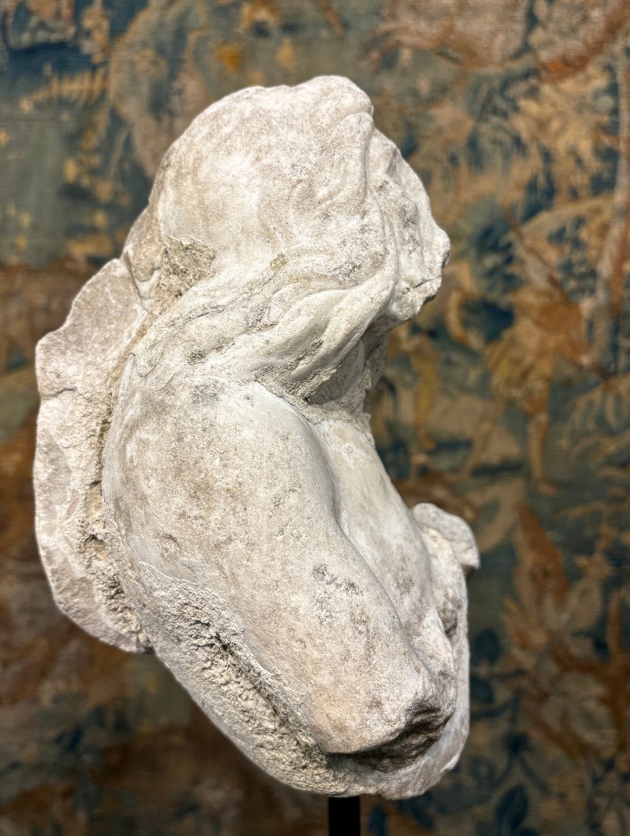Tritone in Marmo Frammento di Scultura Barocco Italiano metà del  XVII secolo-photo-6