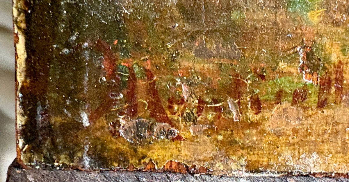"Le Grazie al Bagno" Dipinto Firmato A. Monticelli Olio su Tavola-photo-5