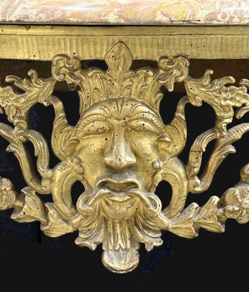 Consolle Bolognese Rococò in Legno Dorato con Mascherone XVIII secolo-photo-3