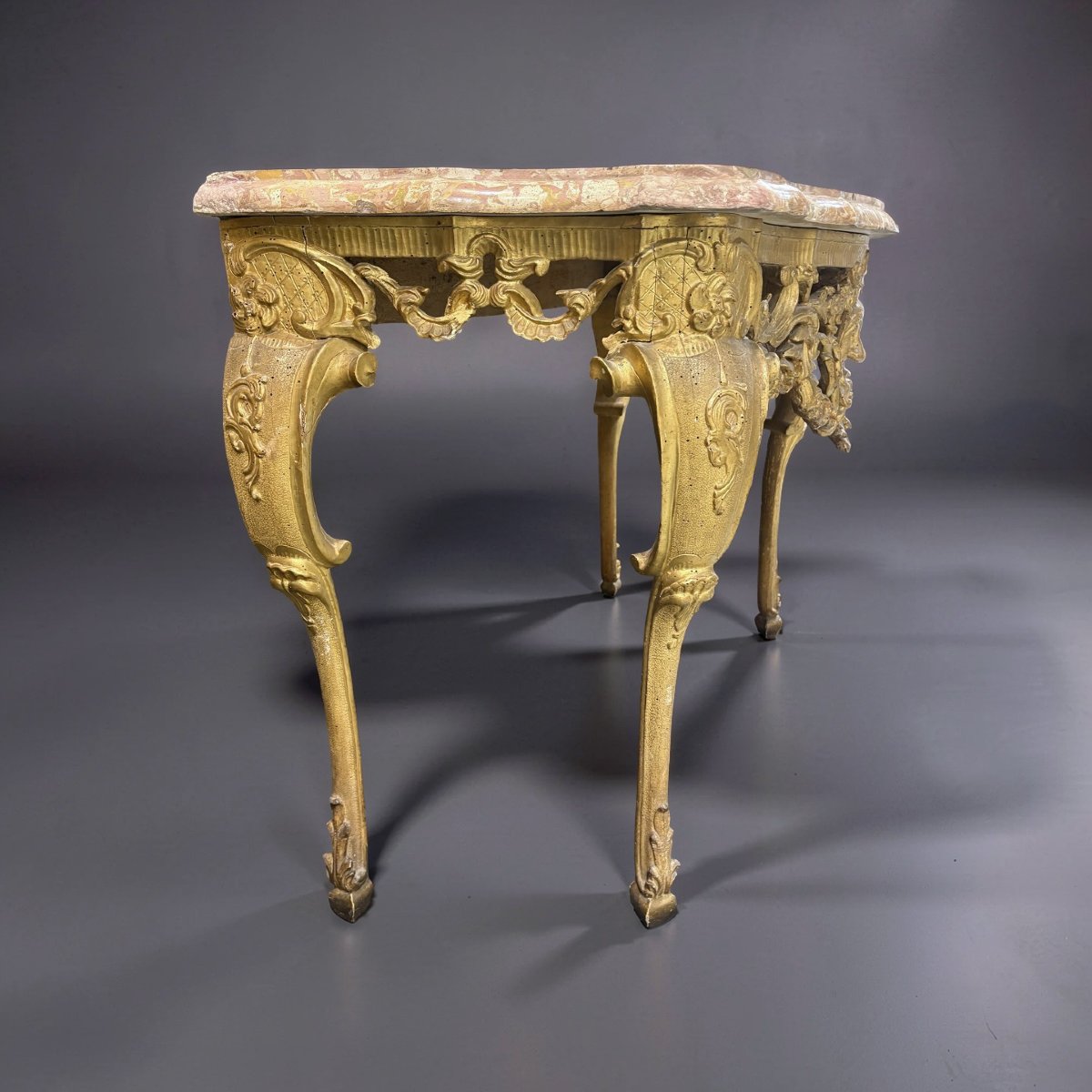 Consolle Bolognese Rococò in Legno Dorato con Mascherone XVIII secolo-photo-4