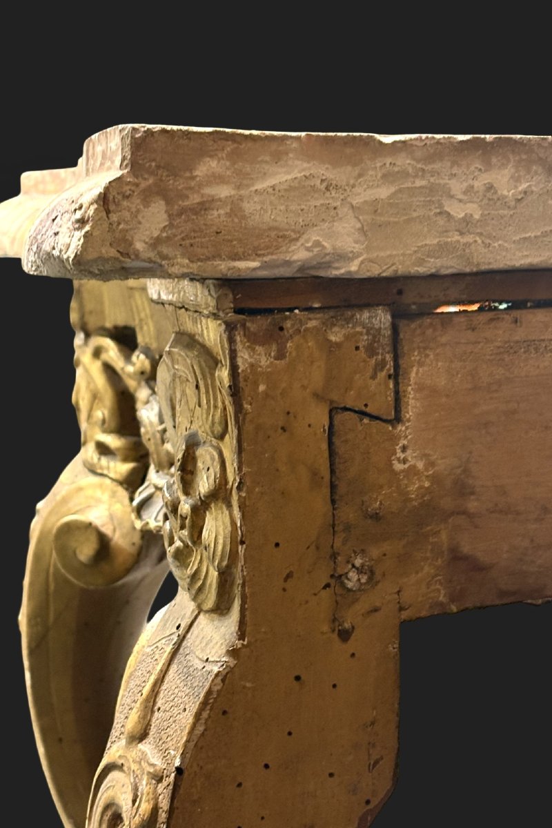 Consolle Bolognese Rococò in Legno Dorato con Mascherone XVIII secolo-photo-7