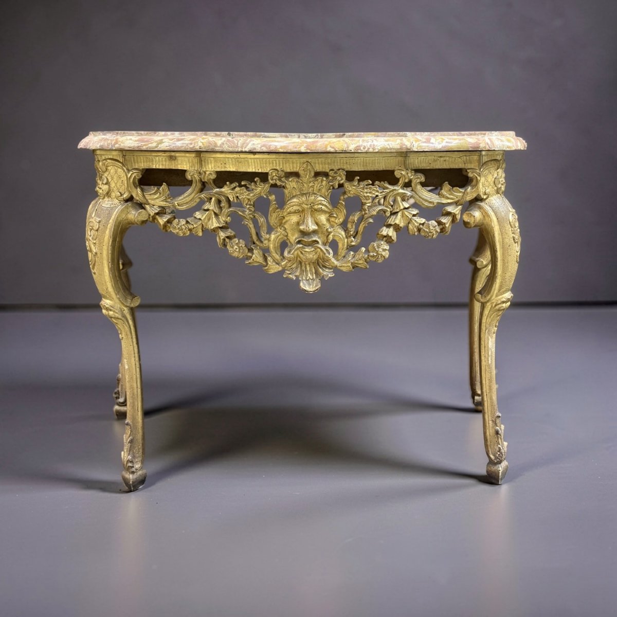 Consolle Bolognese Rococò in Legno Dorato con Mascherone XVIII secolo