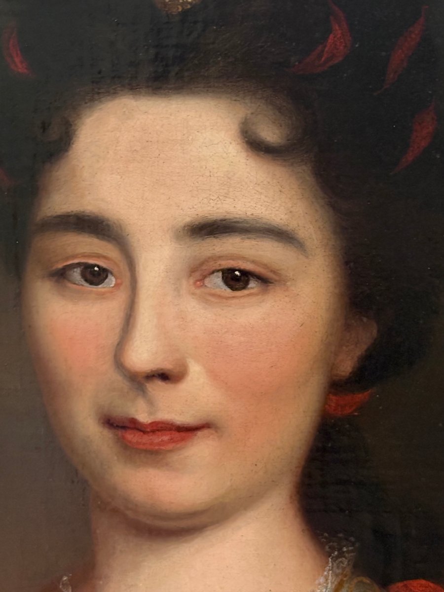 Ritratto di Dama Elegante in Veste Scarlatta, Cerchia di Nicolas de Largilliére, inizi XVIII -photo-4