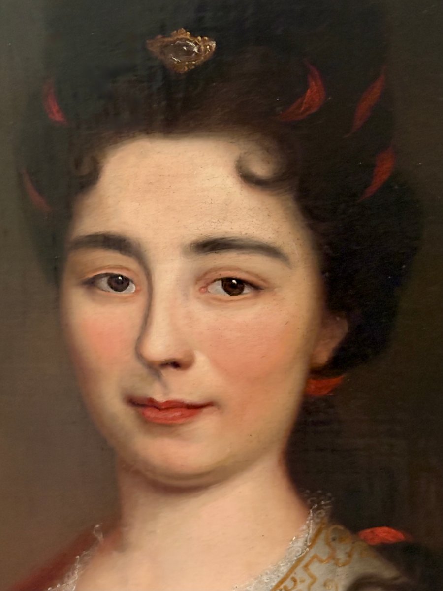 Ritratto di Dama Elegante in Veste Scarlatta, Cerchia di Nicolas de Largilliére, inizi XVIII -photo-4