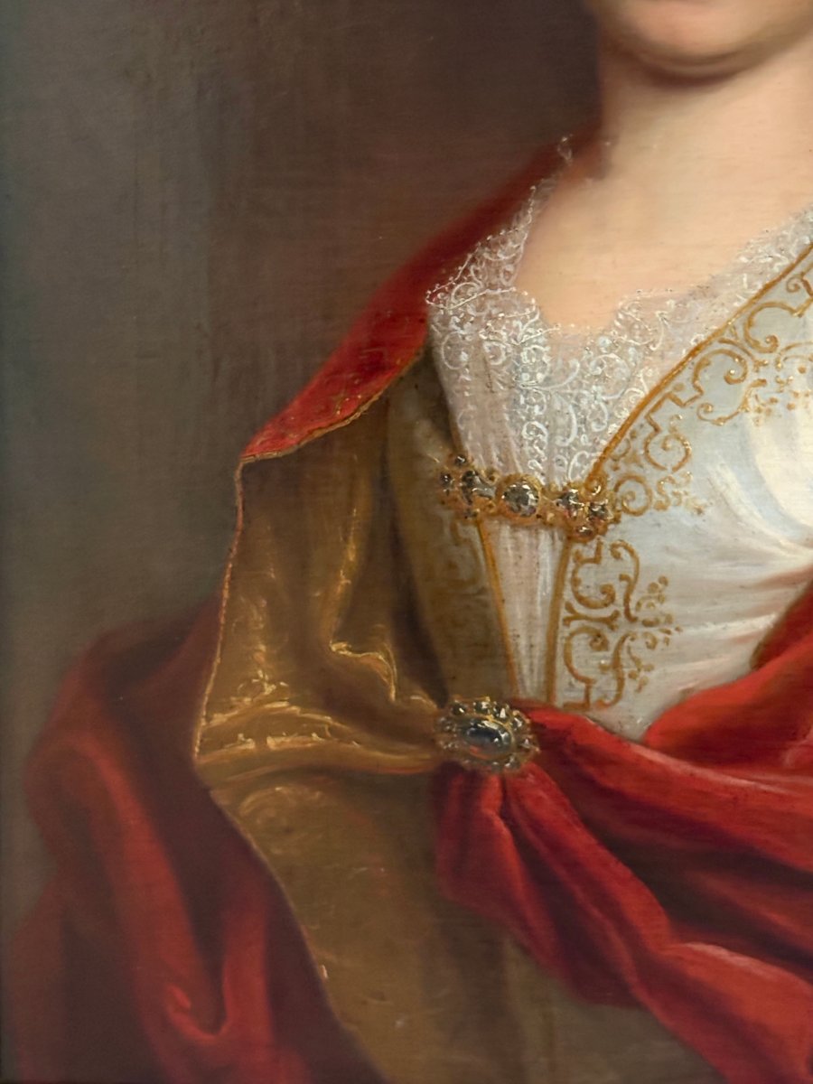 Ritratto di Dama Elegante in Veste Scarlatta, Cerchia di Nicolas de Largilliére, inizi XVIII -photo-7