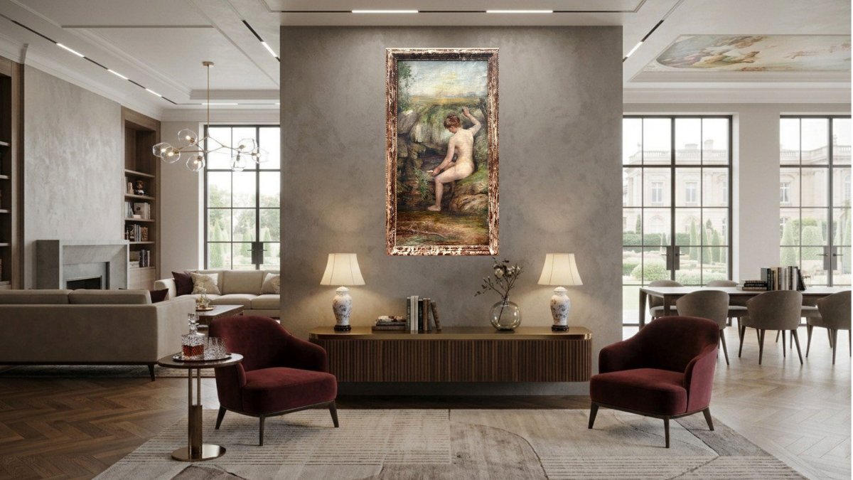 "La sorgente" Grande Dipinto nel gusto di Gustave Courbet XIX secolo-photo-3