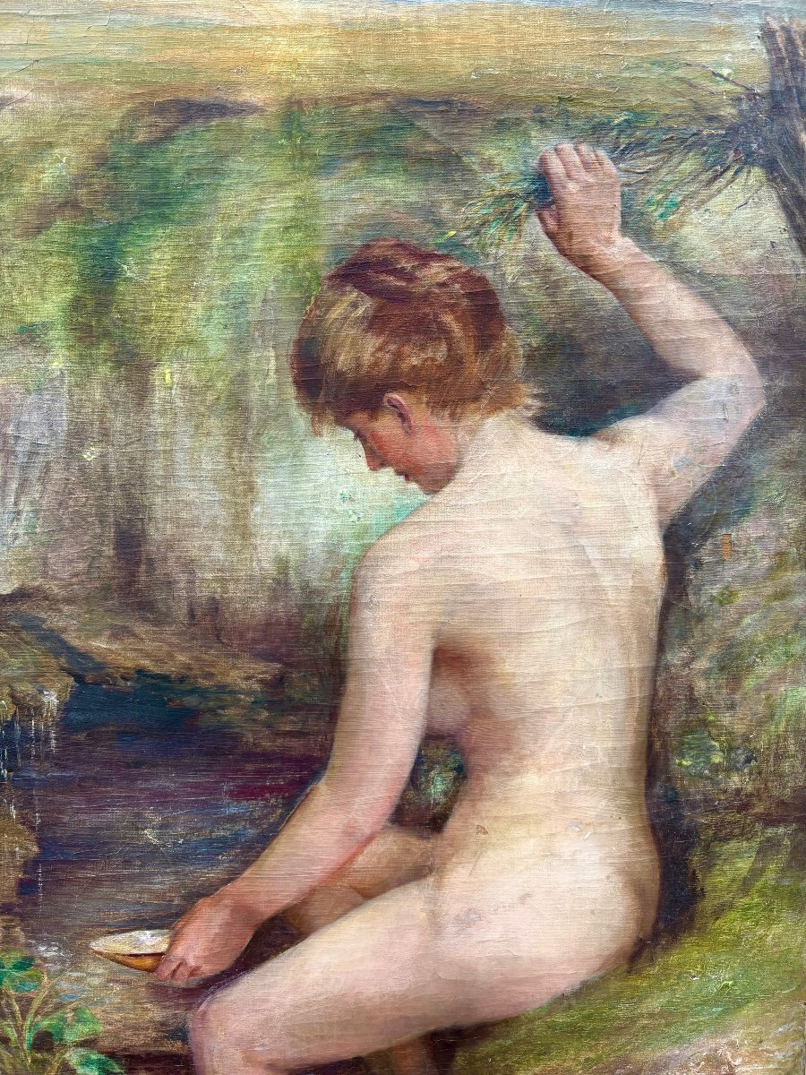 "La sorgente" Grande Dipinto nel gusto di Gustave Courbet XIX secolo-photo-4