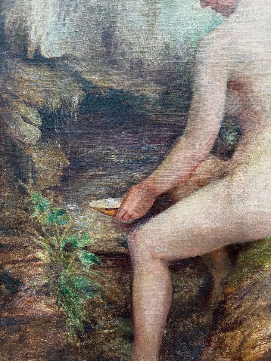 "La sorgente" Grande Dipinto nel gusto di Gustave Courbet XIX secolo-photo-1