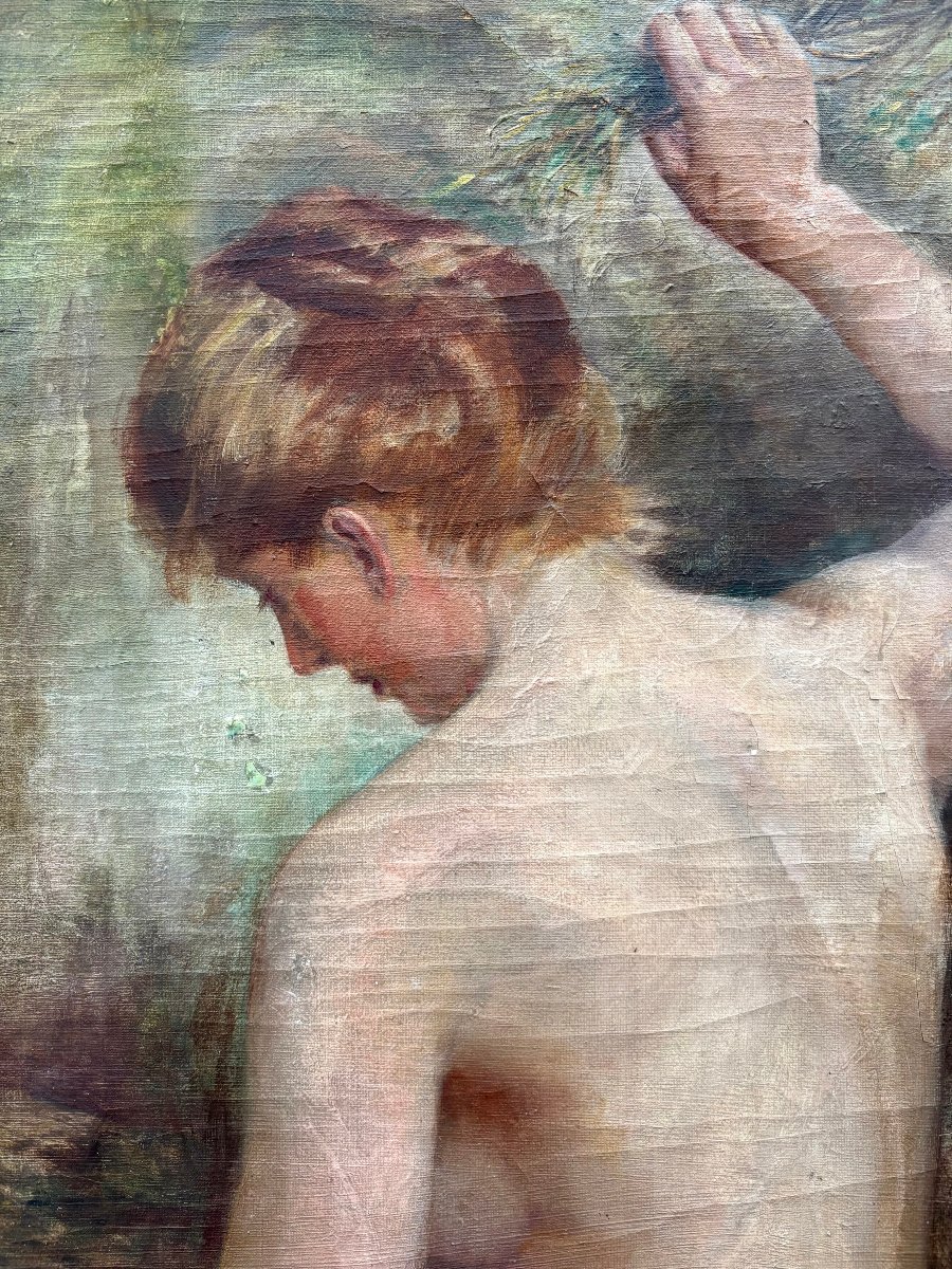 "La sorgente" Grande Dipinto nel gusto di Gustave Courbet XIX secolo-photo-2