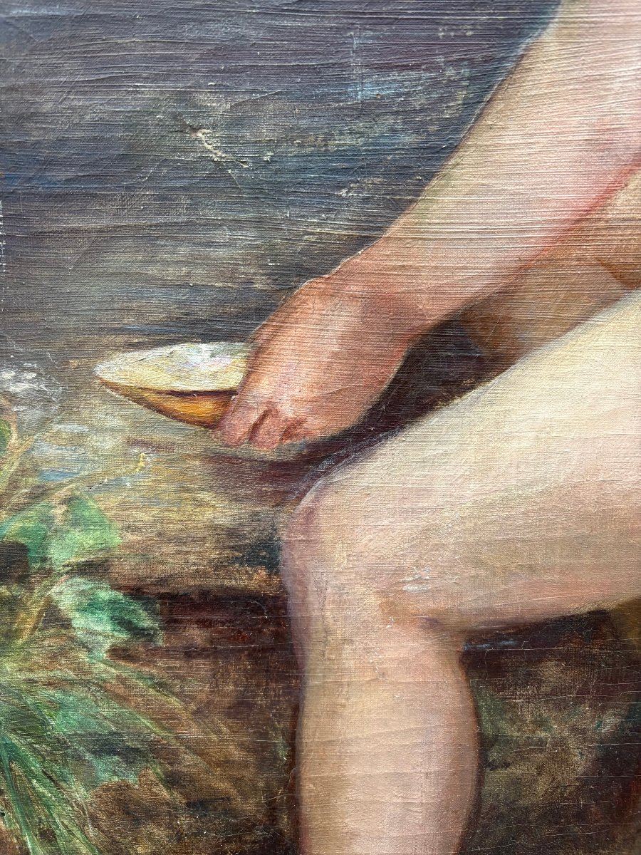"La sorgente" Grande Dipinto nel gusto di Gustave Courbet XIX secolo-photo-3