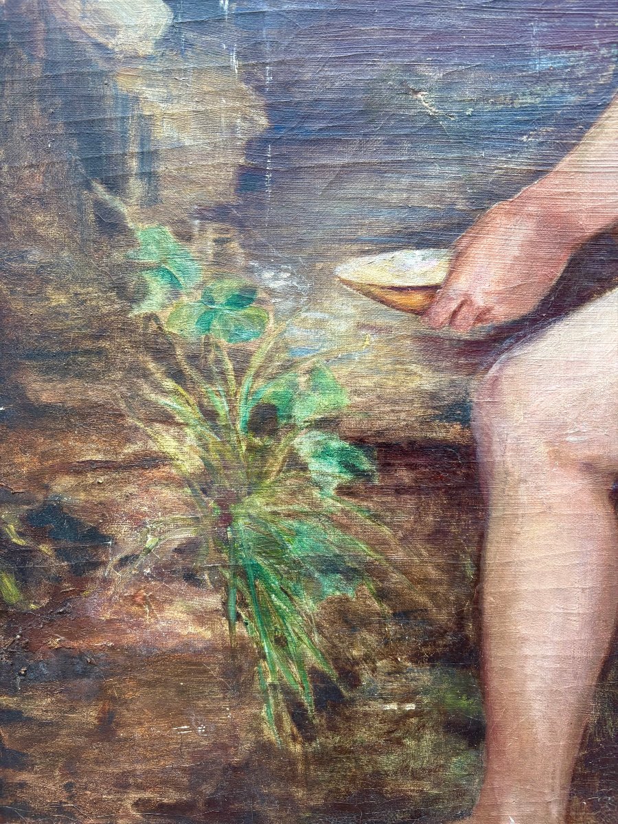 "La sorgente" Grande Dipinto nel gusto di Gustave Courbet XIX secolo-photo-4