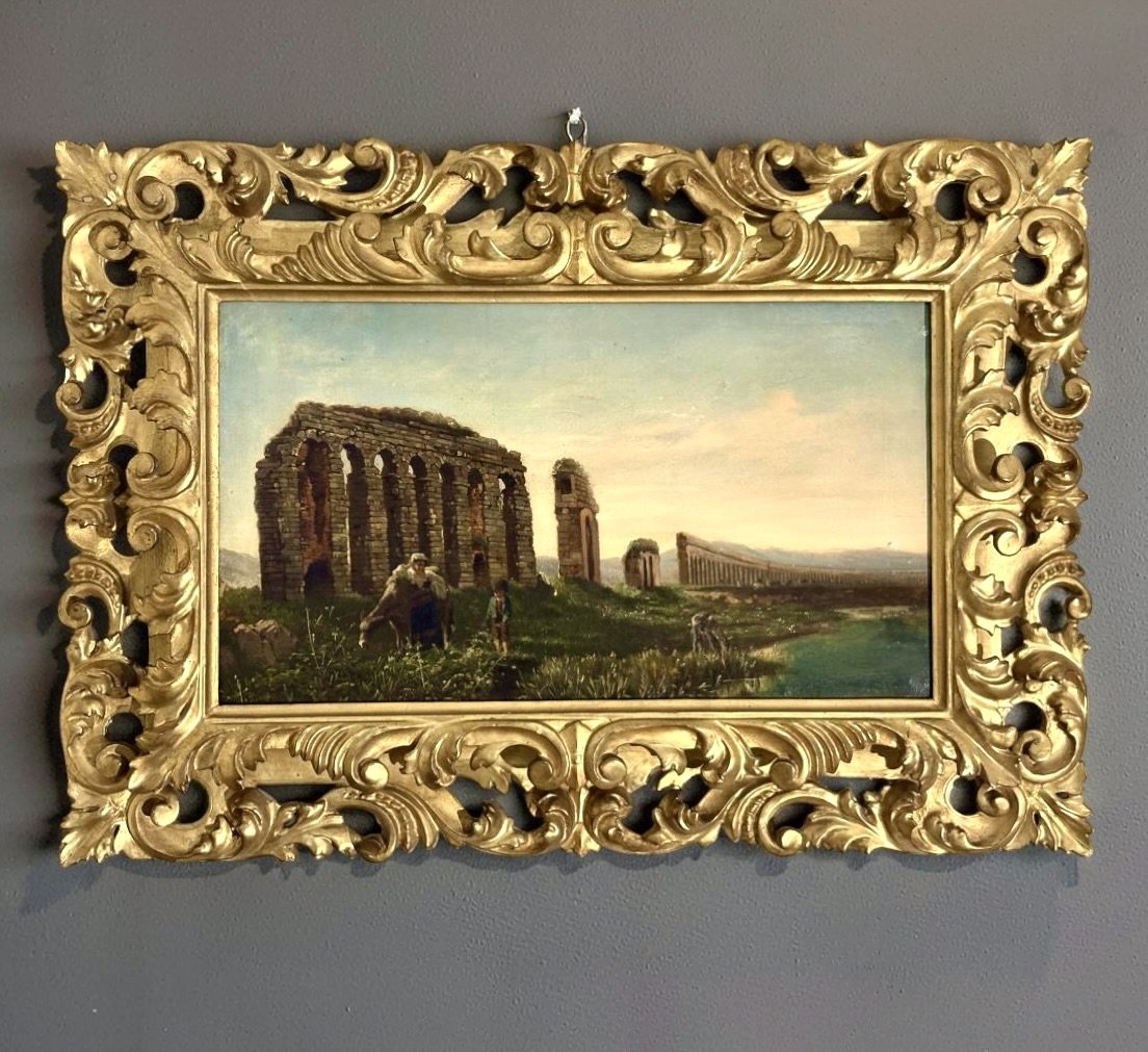 Ippolito Caffi (1809-1866) cerchia Veduta Grand Tour L'Acquedotto Claudio-photo-2