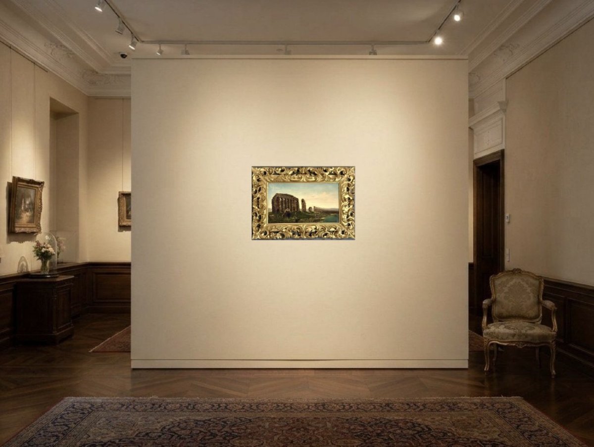 Ippolito Caffi (1809-1866) cerchia Veduta Grand Tour L'Acquedotto Claudio-photo-3