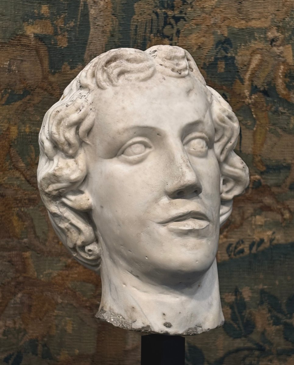 Grande Testa di Alessandro Magno in Marmo Rinascimento Italiano XVI secolo