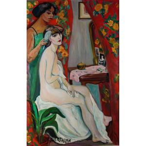 Albert Bertalan (1899-1957) "Giovane donna alla toilette" Scuola di Parigi