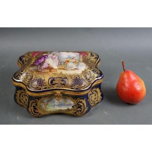 Grande Cofanetto Scatola Porcellana Blu di Sèvres Smalto e Oro Napoleone III XIX
