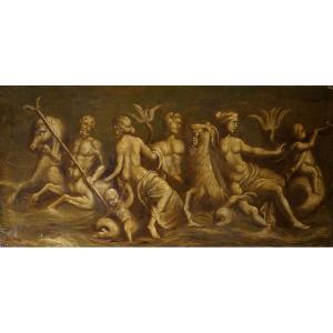 Grande Tela in Grisaglia Scena di tritoni e Nereidi Italia XVIII secolo