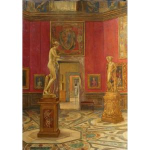 De Rossi Gustavo (1876-1946) "Interno della Tribuna degli Uffizi" Veduta