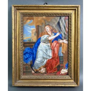 Da Charles Le Brun, Maddalena, Tempera su Pergamena in Cornice XVIII secolo