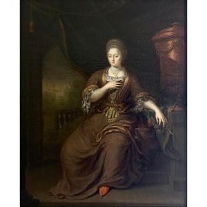Gerard Wigmana (1673-1741) Ritratto di Dama Scuola Olandese del XVIII