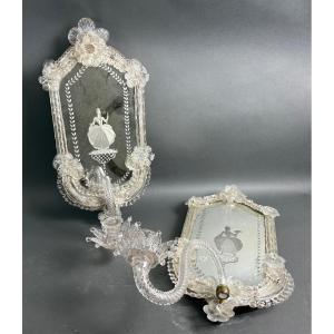 Coppia di Appliques in Vetro di Murano del XIX secolo