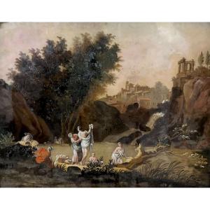 Scuola Francese del XVIII dopo Claude Vernet Dipinto su Vetro