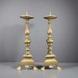 Coppia di Candelieri in Bronzo Italia XVIII secolo