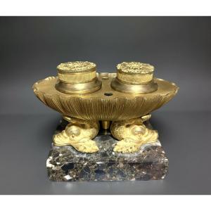 Calamaio Impero a Navicella Bronzo Dorato Ormolu inizi XIX secolo