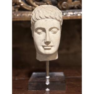 Testa Maschile in Marmo Art Déco Scultura Italiana del XX