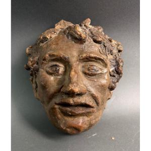 Testa di Fauno Altorilievo Terracotta Policroma XVIII secolo