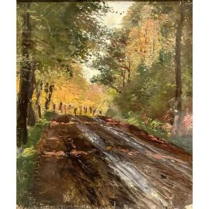 Campriani Alceste (1848-1933) Scuola di Resina  "Paesaggio boschivo" 