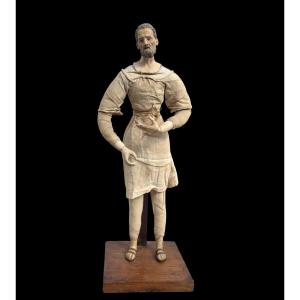 Grande Manichino Napoletano da Presepe in Terracotta XVIII secolo