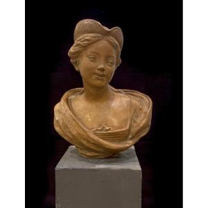 Busto in Terracotta Ritratto di Dama col Tricorno  XVIII secolo