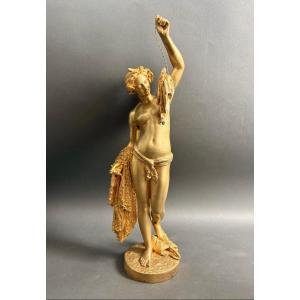 Grande Scultura in Bronzo Dorato nel gusto di Carpeaux XIX secolo