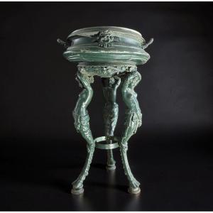Rara Giardiniera a Tripode con Cariatidi, Fonderia d'Arte Parigina, XIX secolo