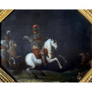 Scena di Battaglia Dipinto su Ardesia XVII secolo