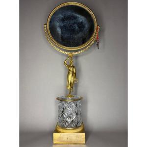 Specchio Carlo X Bronzo Dorato e Cristallo con Meccanismo Musicale circa 1820
