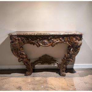 Grande Consolle Francese Luigi XV in Legno Naturale metà XVIII secolo