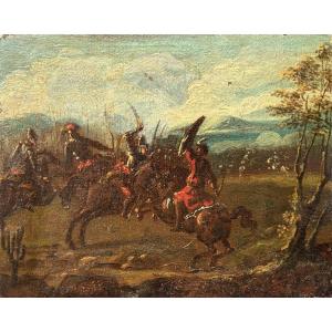 Scena di Battaglia Barocca seguace di Jacques Courtois XVII secolo