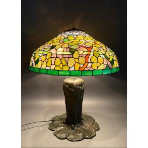 Grande Lampada in stile Tiffany Alta Gamma Arts and Crafts del 1950