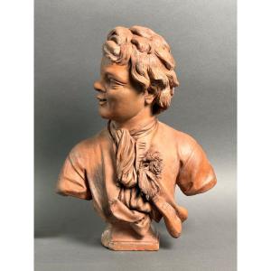 Busto in Terracotta Scultura francese del XVII firmato Rifle fecit 1693