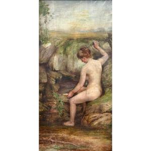 "La sorgente" Grande Dipinto nel gusto di Gustave Courbet XIX secolo