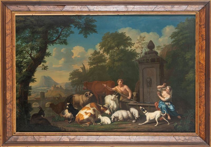 Jan van Gool. Paesaggio con pastori e armenti