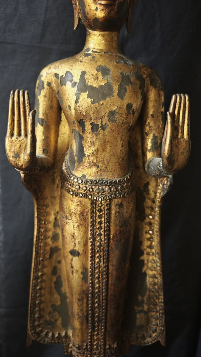 Buddha Thai in bronzo dorato, inizi XIX secolo-photo-3